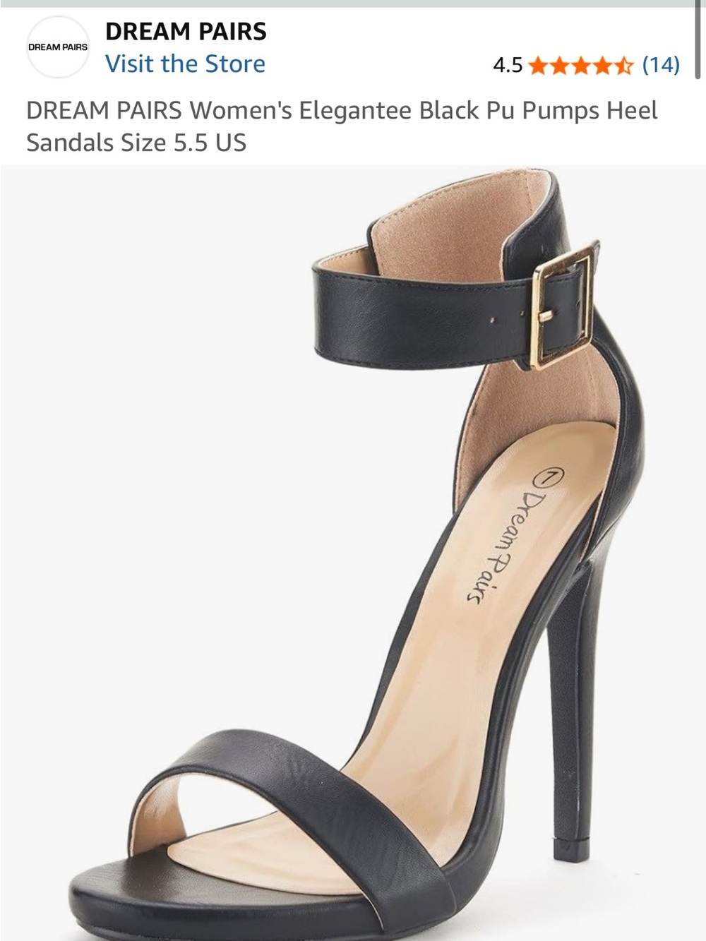 Dream Pairs Black Ankle Strap Stiletto Heels